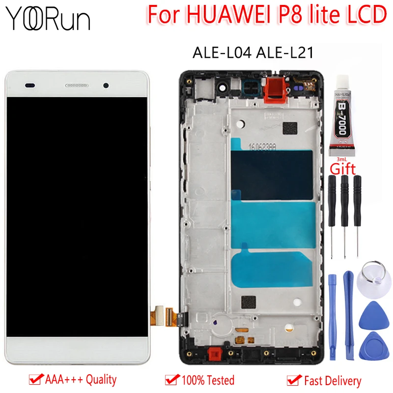 

5.0" Original LCD For Huawei P8 Lite Display Touch Screen Digitizer Assembly With Frame For Huawei P8 Lite LCD ALE-L04 ALE-L21