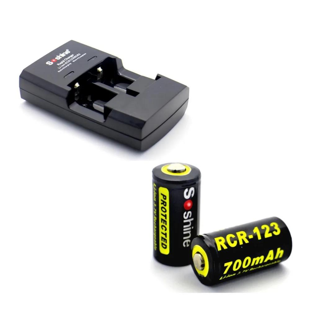 2 pcs 3 7v 700mah rcr123 16340 li ion battery with battery charger for
