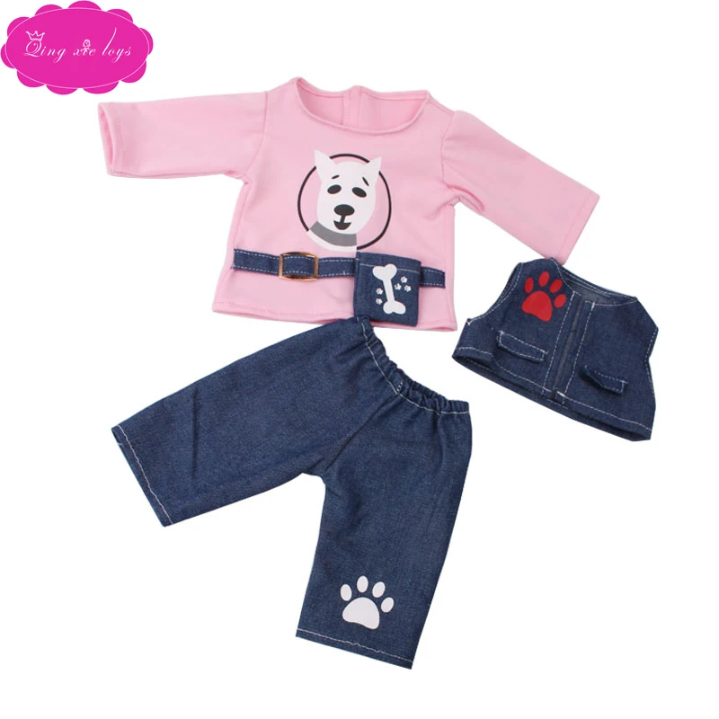 Кукольная одежда Повседневный костюм разные стили подходят для девочек 18 дюймов куклы и 43-см Детские куклы аксессуары c56-c700 - Цвет: Pink