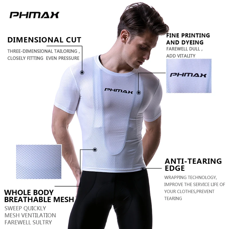Billige PHMAX 2020 Pro Radfahren Basis Schichten Kühle Mesh Fahrrad Hemd Halten Trockenen Superlight Mans Radfahren Trikots Radfahren Kleidung Bike Wear