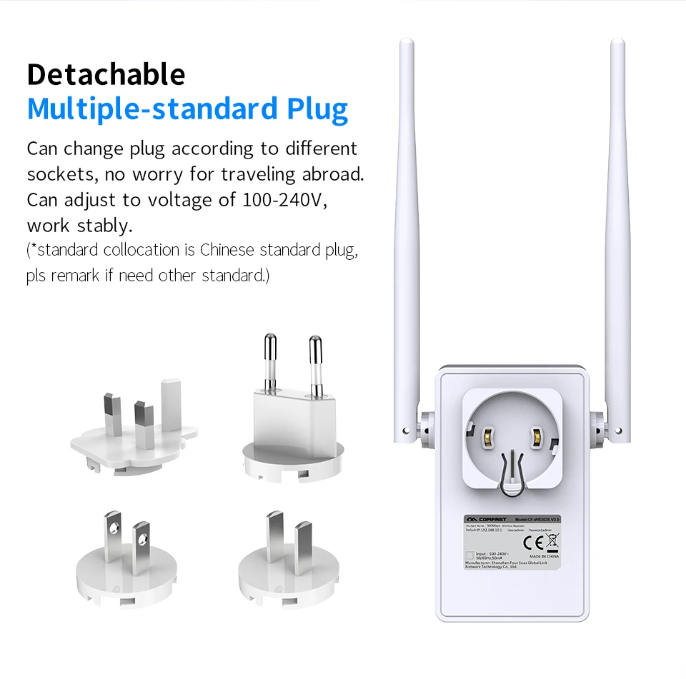 2 шт COMFAST Беспроводной Wi-Fi ретранслятор 300 Мбит/с 802.11n/b/g Wi-Fi Extender Усилитель сигнала Repetidor CF-WR302S V2