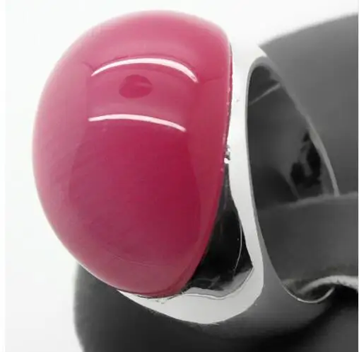 

20 * 26mm Fairly Natural Fuchsia Opal Cat Eye 925 Silver Ring Size 7/8/9/10 and birthday gift