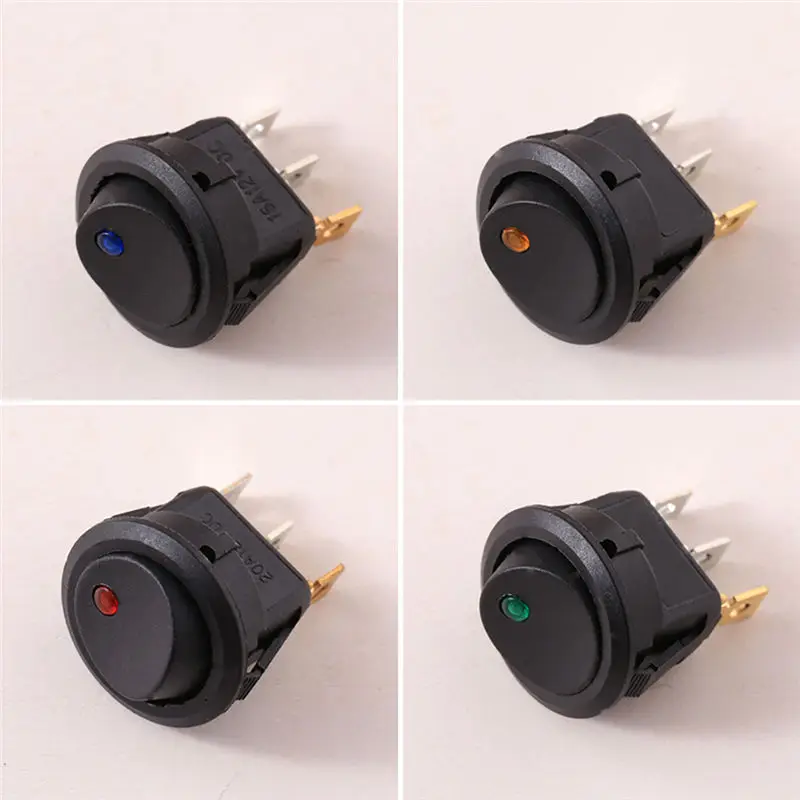 JX-LCLYL 4pcs 12V Waterproof ON/OFF Car Boat LED Light Round Dot Rocker Toggle Switch