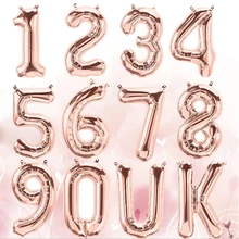 GXINUG 16inch Rose Gold Numbers Foil Balloons Kids Party Decoration Happy Birthday Wedding Digital Balloon Baby Shower Supplies