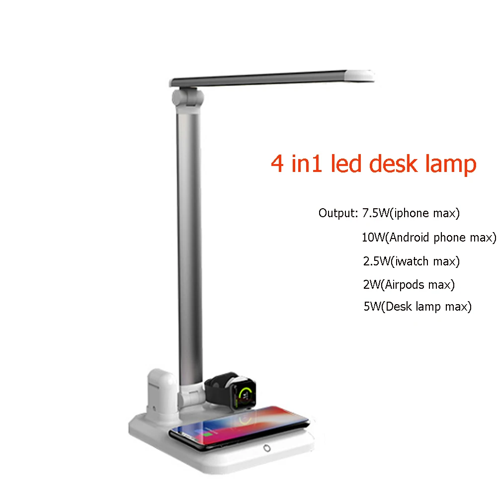 

4 In1 Wireless Charger Led Desk Lamp Luminaria Multifunction Led Table Lamp 5W Touch Table Lamp for IPhone Airpods