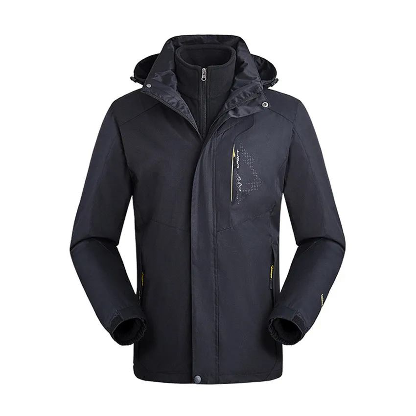 

2 in 1 Men Camping Hiking Jacket Coat Collar Hooded Jacket Camping Fishing Waterproof Windproof Jacket Outdoor Rain 4A