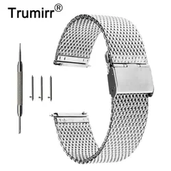 Миланского часы полосы Quick Release для Asus Zenwatch 1 2 22 мм галечный время/Сталь Нержавеющая сталь Ремешок Браслет черный, серебристый цвет