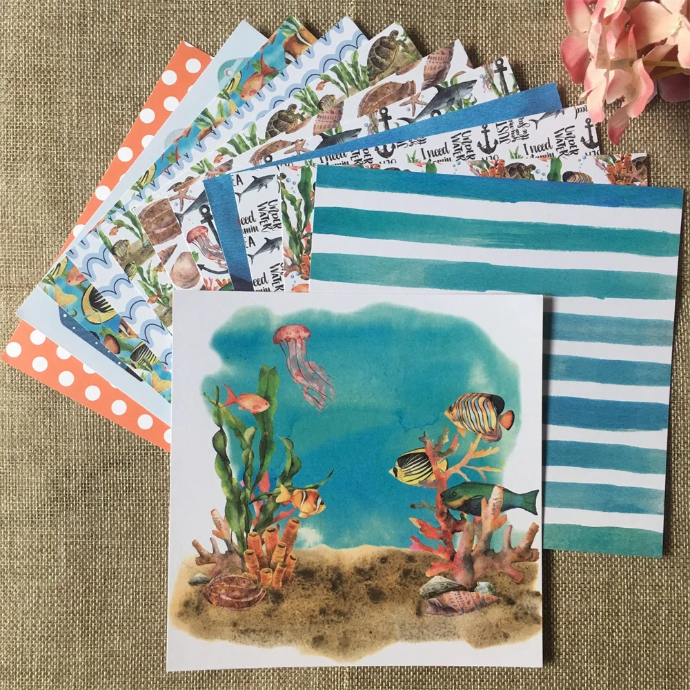 

12pcs/Pack 6*6inch Ocean Sea Animals Patterned Paper Pack for Scrapbooking DIY Happy Planner Card Making Journal Project