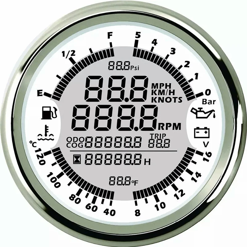 Белый приборной панели спидометры GPS мазута давление измерители напряжения вольт метр Температура воды метров 6 в 1 датчики подходит для Авто Лодка измерительные приборы