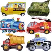 DIY Cartoon Car Balloons Fire Truck Car Train Foil Balloon Ambulance Globos Children Gifts Birthday Party Decorations Kids balls