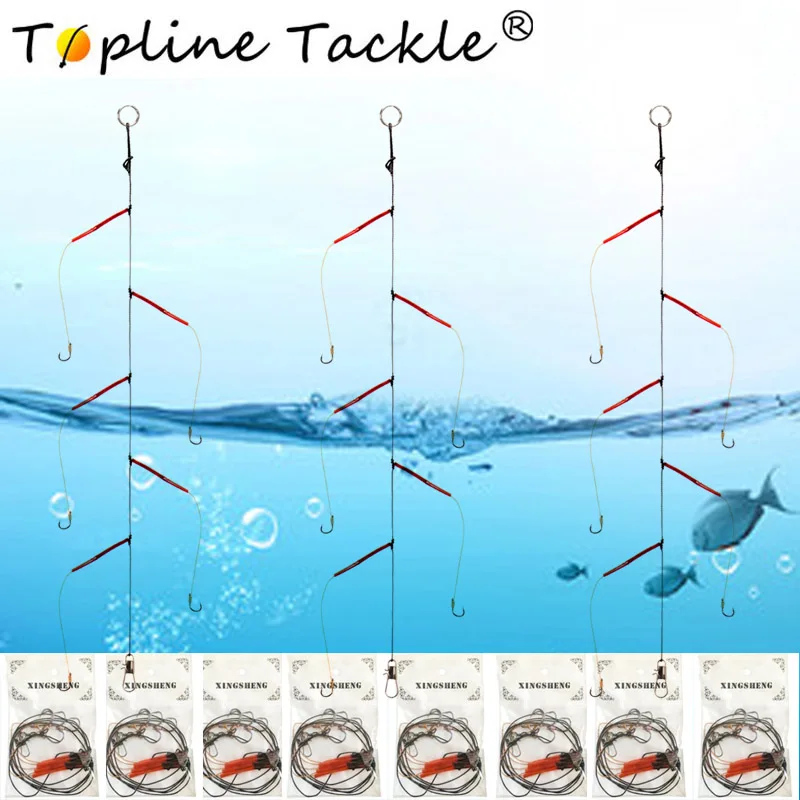 Anzuelos de acero inoxidable aparejos de Pesca giratorios señuelos Pesca cebos gancho de una cuerda Japón con 5 ganchos pequeños