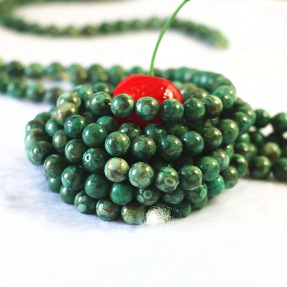 Noble green Chrysanthemum stone 6mm 8mm 10mm 12m round loose Beads diy