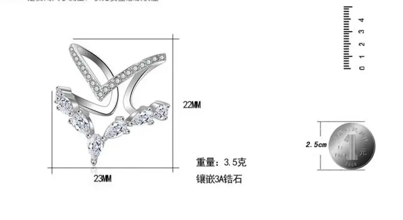 Anenjery 925 пробы серебристый неправильной формы Двухслойное циркониевое кольцо для женщин anillos изменяемые кольца Bague S-R172