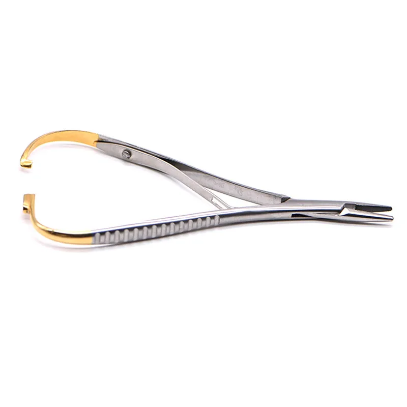 Kopen Tandheelkundige Naald Houder Tang Rvs 14 cm Orthodontische Mathieu Tang Rechte Hoofd Vergulde Handvat Chirurgisch Instrument
