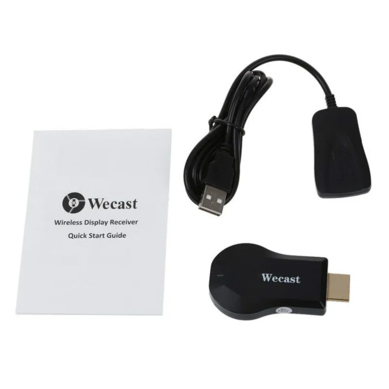 Wecast C2+ Miracast DLNA беспроводной WiFi Дисплей ТВ ключ HDMI потоковый медиаплеер Поддержка зеркального отображения Android Systerm - Цвет: Черный