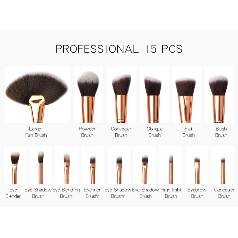 Professional 15pcs/set Makeup Brushes Set Eye Shadow Make up Brush Synthetic Foundation Powder Concealers cosmetics tool
