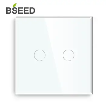

Bseed Touch Switch 2 Gang 2 Way Light Touch Switch 3 Colors With Crystal Glass Panel White Touch Wall Switch Eu Uk