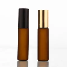 50 шт./лот 5 мл матового янтаря Духи Стекло ролл на бутылке со стеклом/металлический шар коричневый Ролик флаконы для эфирных масел тонкий