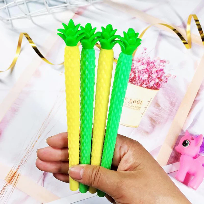 

4 Pcs/set Cartoon Colorful Fruit Pineapple Gel Pens 0.5mm Black Ink Signature Pen Offices School Gift Korean Stationery
