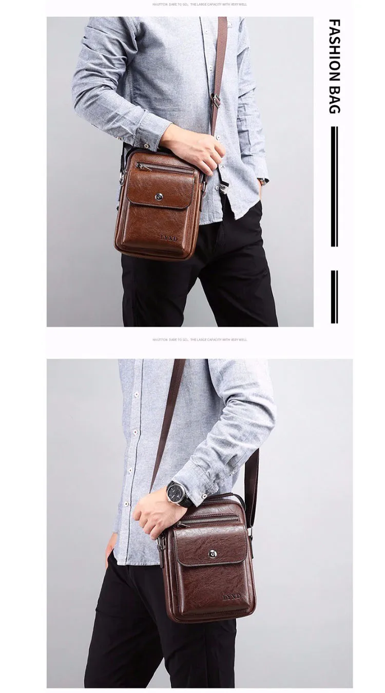 Мужская модная сумка на плечо из искусственной кожи, Высококачественная дорожная сумка через плечо, повседневная черная деловая мужская сумка, мужская кожаная сумка-мессенджер