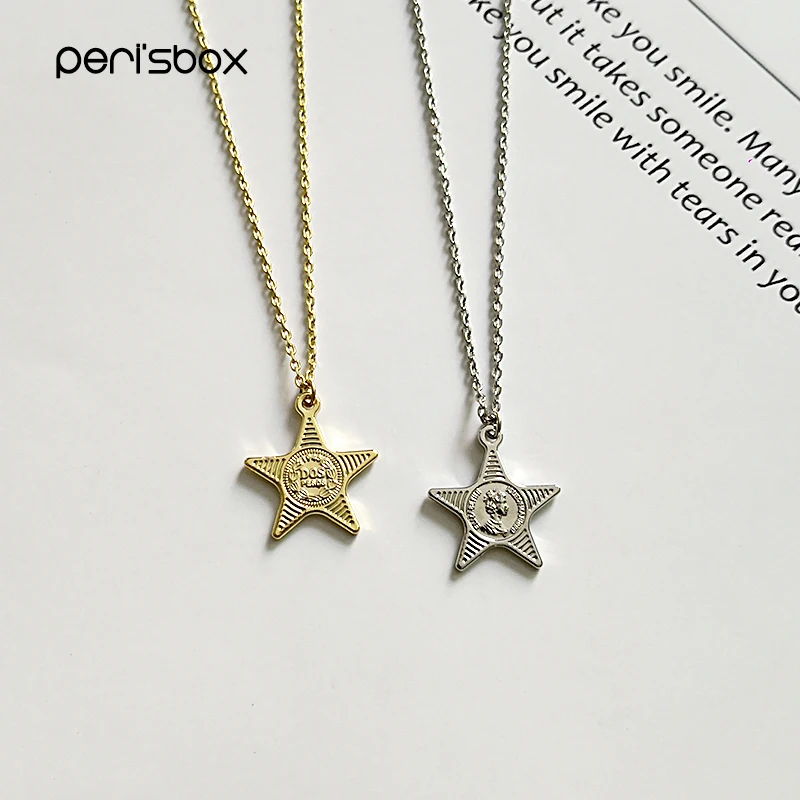 

Peri'sbox Gold Chic Elizabeth Pentagram Necklace for Women Queen Portrait Pendants Pentagram Medallion Necklaces Wholesale