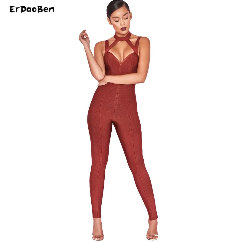ERDAOBEN women's Rayon Spandex Jumpsuits Bodycon Elastic Rompers for ...