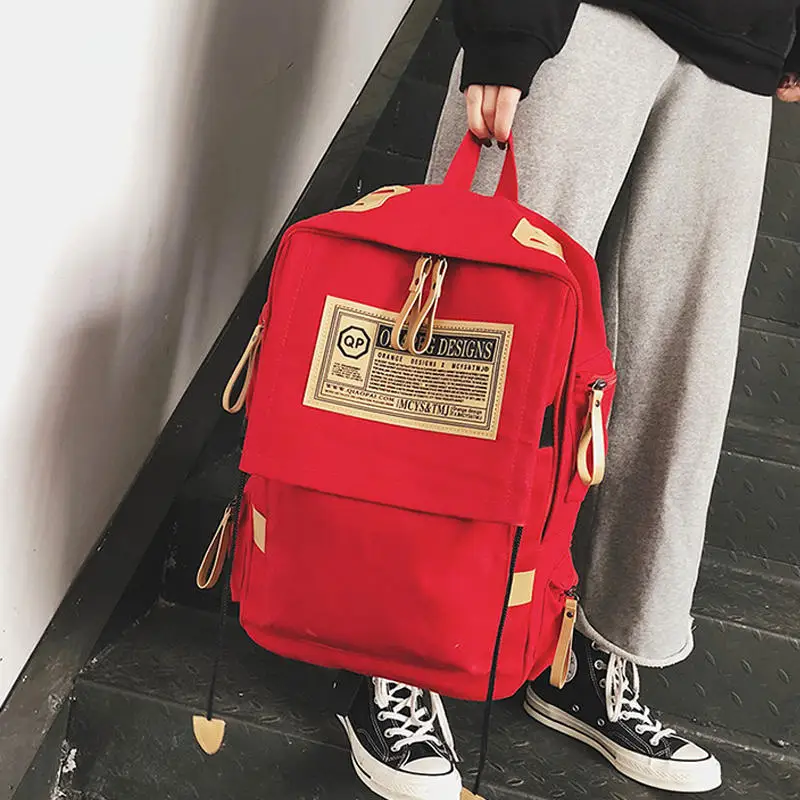 

Men Women Korean Fashion Canvas Backpack Students' Lightweight Breathable Laptop School Bag Unisex Preppy Style Travel Packets