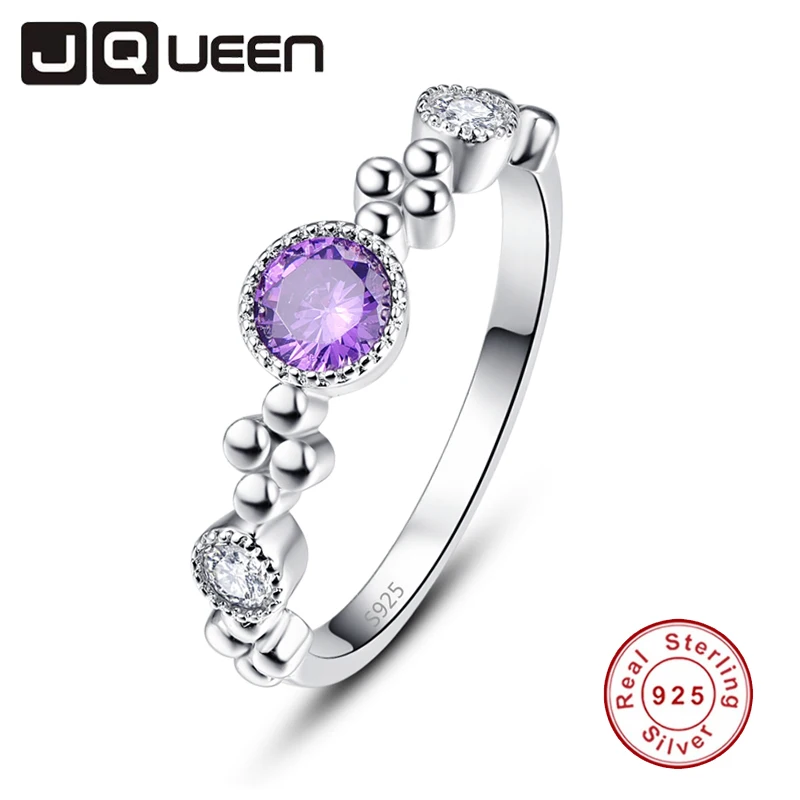 

JQUEEN Amethyst White Zircon Rings For Women Silver Ring 925 Jewelry Pave Setting Crystal Jewelry Bijoux Femme