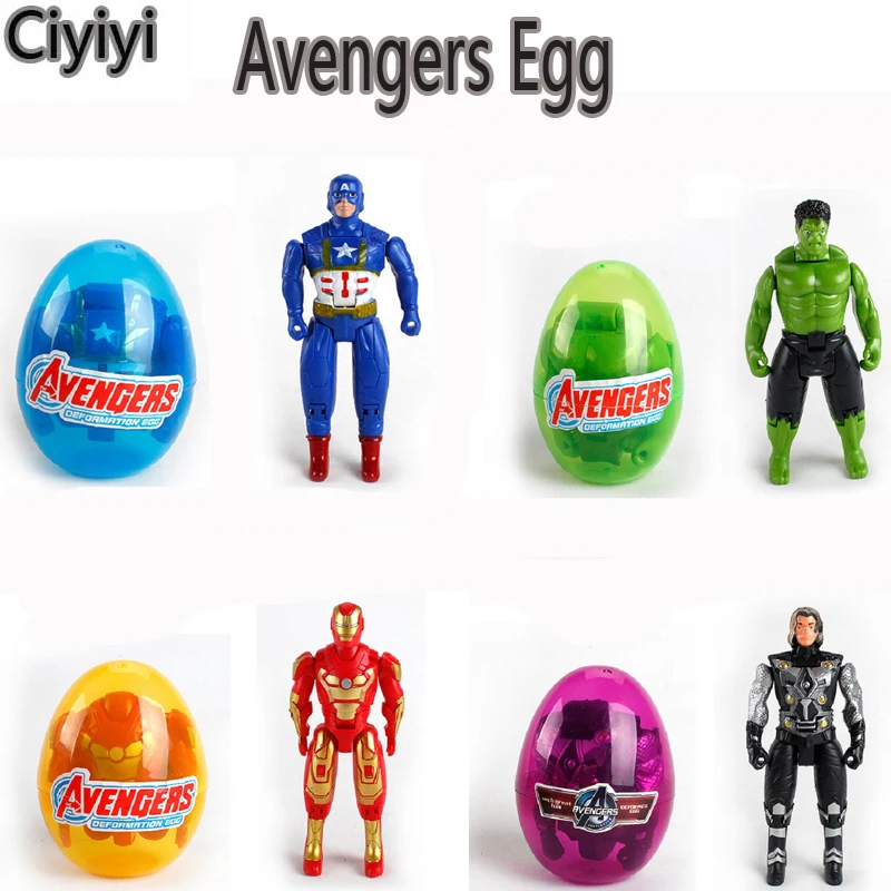 

The Avengers Captain America Hulk Iron Man Thor Egg Anime Figure Toy Avengers Transform Hero Display Model Jouet Children Gift