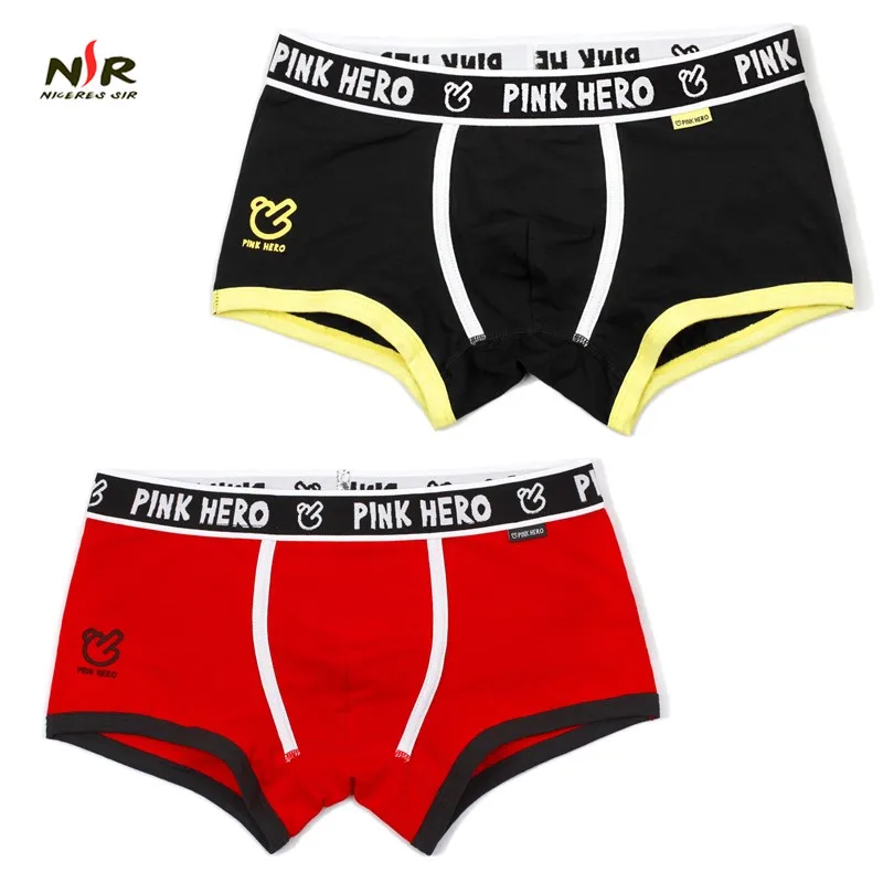 

PINK HERO Brand men underwear cotton boxer shorts underpants sexy male panty mens seamless panties shorts man lingerie 2 pcs/lot