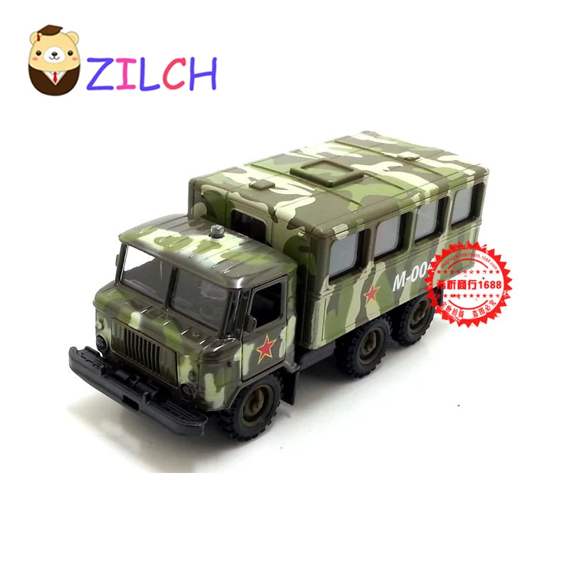 

1:43 High imitation ETI Russian military transport alloy car model in original box pull back muical flashing toy for children