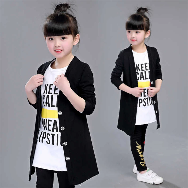 

2018 new autumn girls set in the big boy girl coat bottoming shirt trousers three-piece