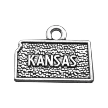 

60PCS Antiqued Silve Metal American US States Map Charms