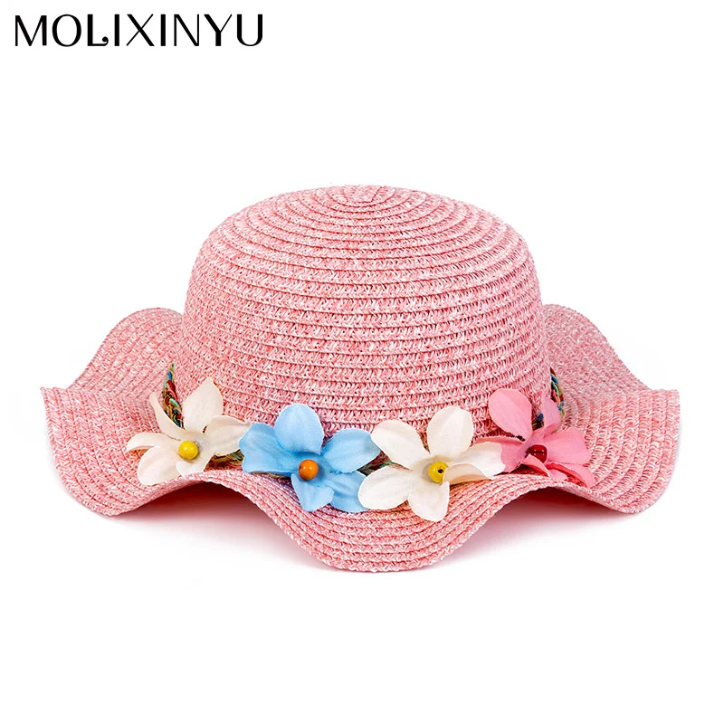 

MOLIXINYU Fashion Baby Girls Cap Children Kids Summer Flower Sun Adumbral Straw Hat Beach Cap For Girls Hat Children Girls Hat