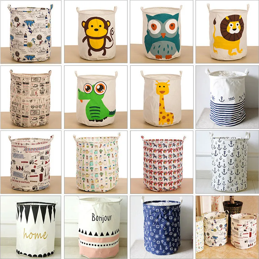 Large 40*50Cm Folding Dirty Clothes Washing Laundry Basket Cartoon Storage Barrel For Baby Toys Sundries Room Organizer Bag