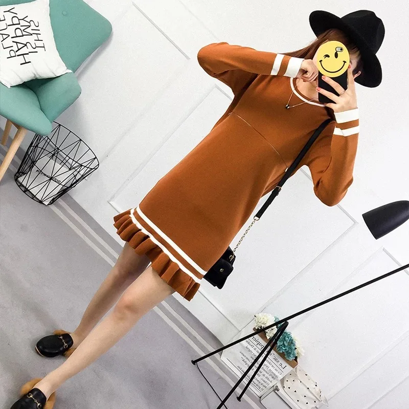 

Maternity Clothes winter knitted sweater Dress Long sleeve loose pullover Soft warm Invisible Breastfeeding Pregnancy Clothes