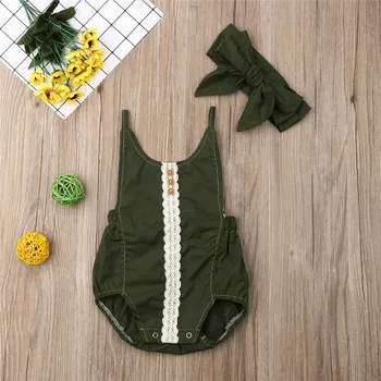 

Infant Baby Girls Floral Bodysuit Jumpsuit+Headband Clothes Outfit Sets