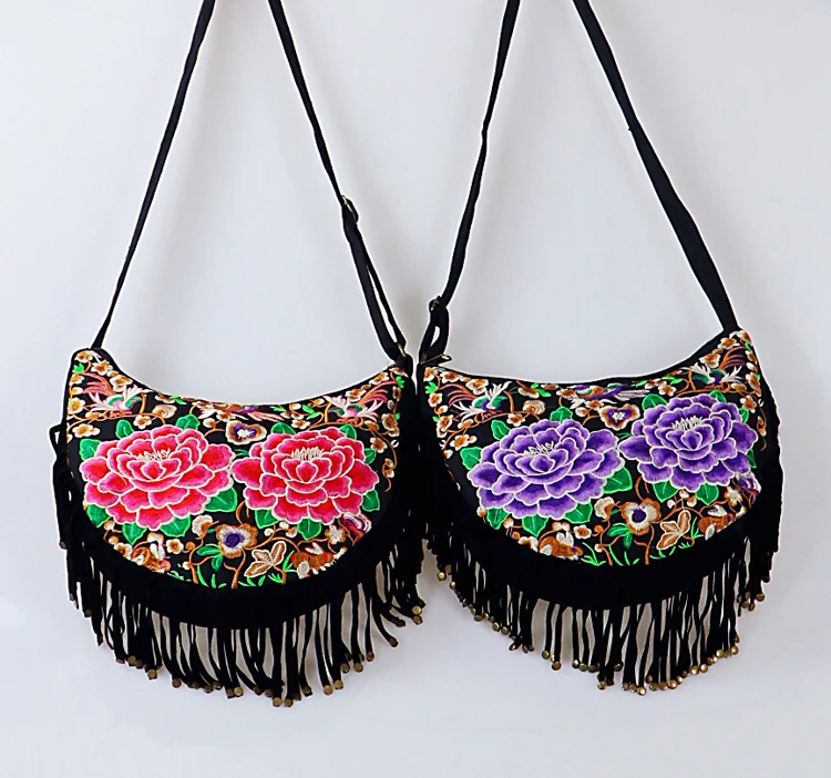 bags women shoulder crossbody bag fringe tassel handbags flower (7)