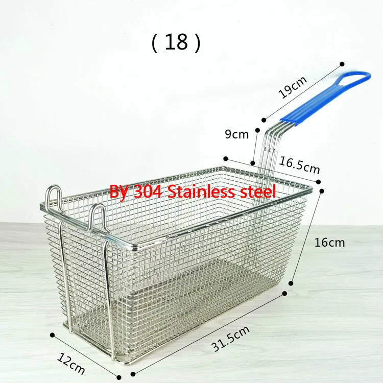 14 корзина для жарки Коммерческая сетка из нержавеющей стали квадратная зашифрованная рамка для картофеля фри фильтрующие экраны круглые дуршлаги сита - Цвет: 18 by 304