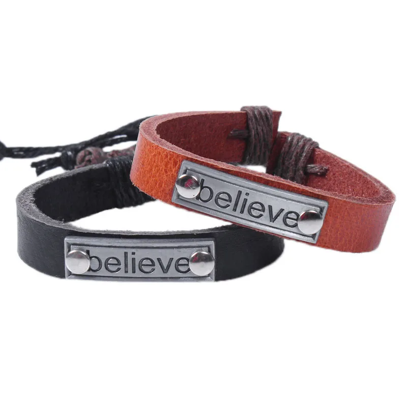 

bracelet of men Charm Leather Adjustable Braided Bracelet Alloy Studded Punk Style Cool Couple Bracelets new Fashion hot sale