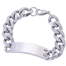 Качество Для мужчин ID Нержавеющая сталь браслет с зеркальной полировкой отделка цепь браслет серебристый 11 мм Ширина