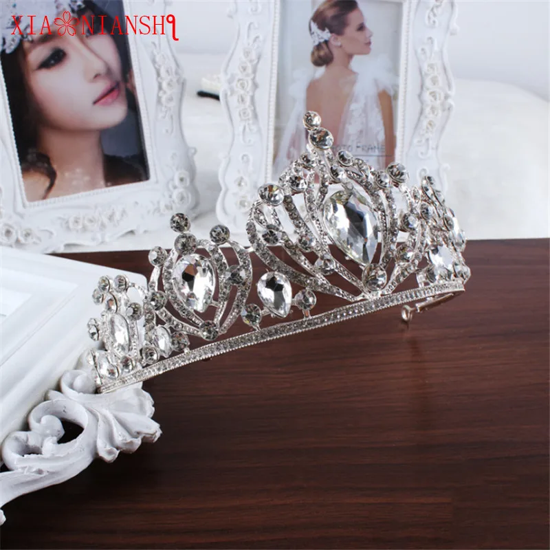 

XIAONIANSHI Luxury Silver Wedding Diamante Pageant Tiaras Hairband Big Crystal Bridal Crowns For Brides Hair Jewelry Headpiece