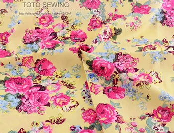 

1 meter x 145cm Width beige rose printed cotton poplin fabric quilting tilda doll patchwork clothing sewing fashion textile