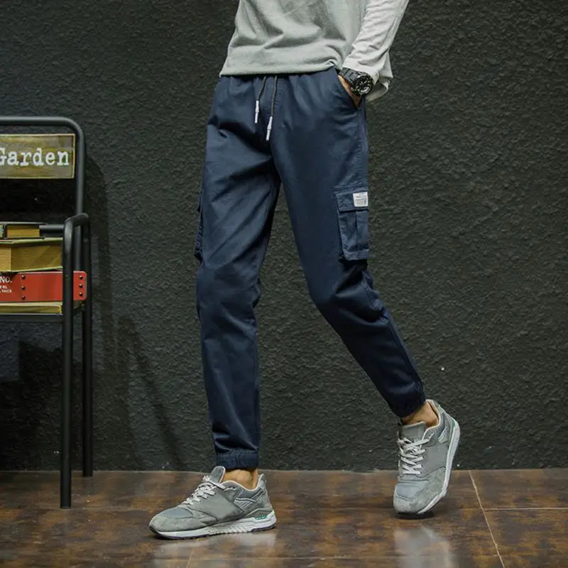 Новый 2018 Для мужчин с Jogger осенние узкие штаны-шаровары Для мужчин брюки свободные удобное положение спортивные штаны мужской плюс Размеры