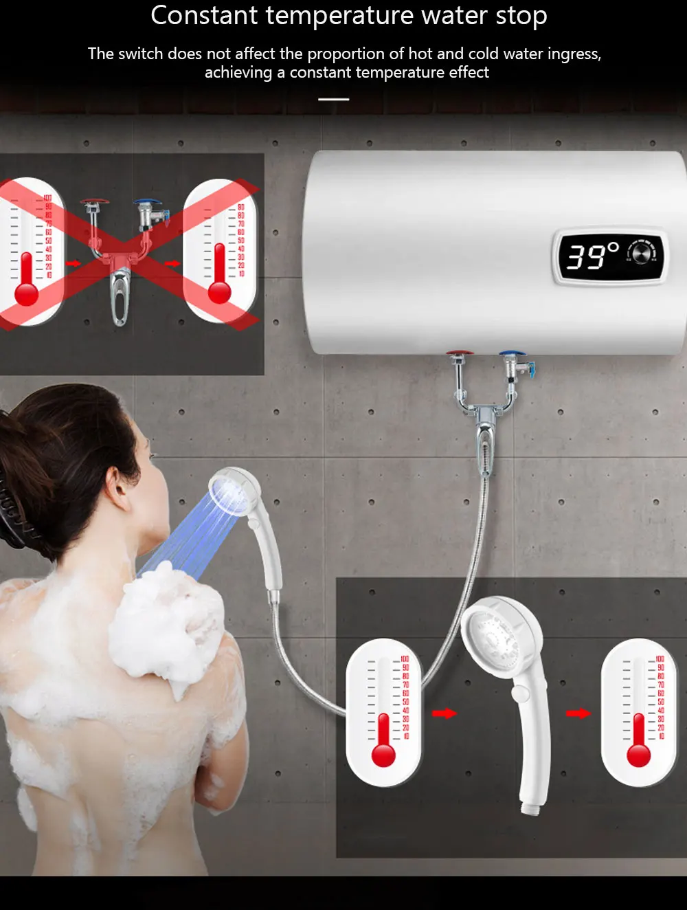 Светодиодный душ для ванной комнаты, одна кнопка, водосберегающая душевая головка, спа-распылитель, спринклерная головка