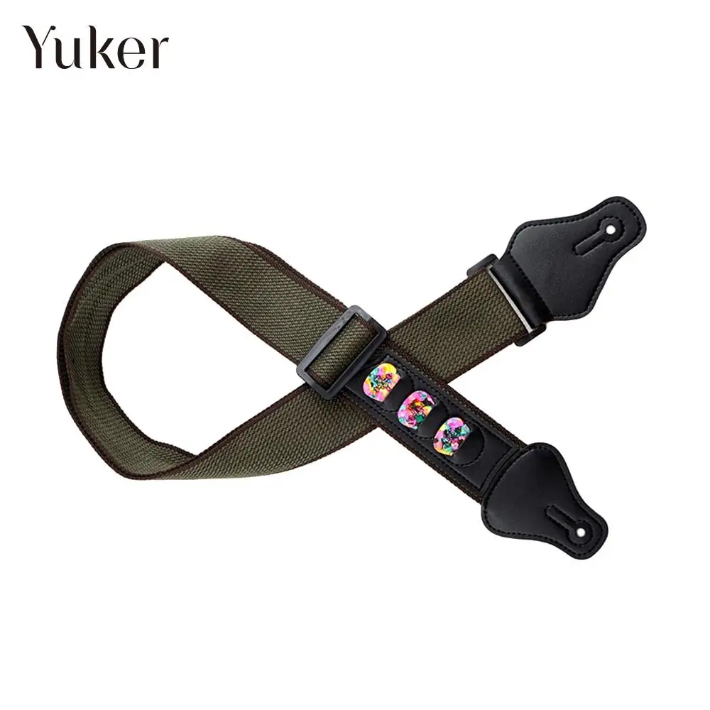 Guitar Strap Belt 3 Pick Plectrums Holders Cloth For Acoustic Bass