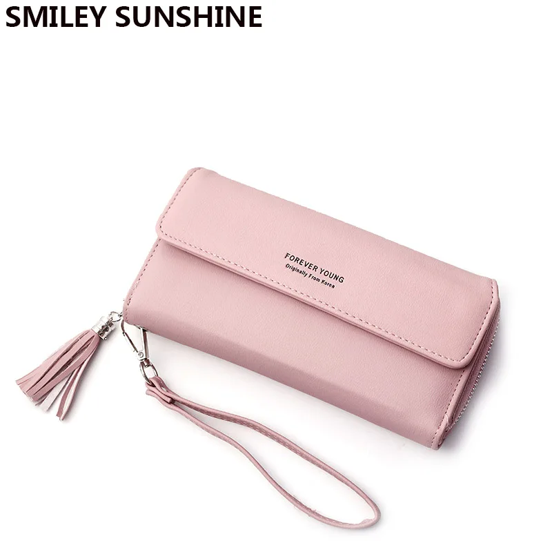 SMILEY SUNSHINE Fashion Long Woman Purse New Designer Female Wallet Clutch PU Leather Ladies Purses Card Holder Women Phone Bags