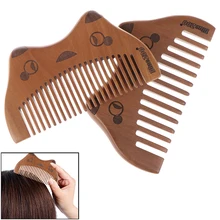 1 peines de madera Natural de bolsillo portátiles sin peine estático para Barba bonito diseño de gato herramienta de peinado cepillo para el pelo masaje