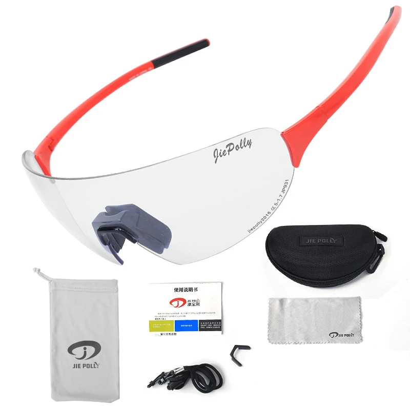 Фотохромные Для мужчин Для женщин 1~ 3 велосипедные очки со сменными линзами горные велосипедные очки, снаряжение для велосипедистов, велосипедные очки, солнцезащитные очки - Цвет: Red-1