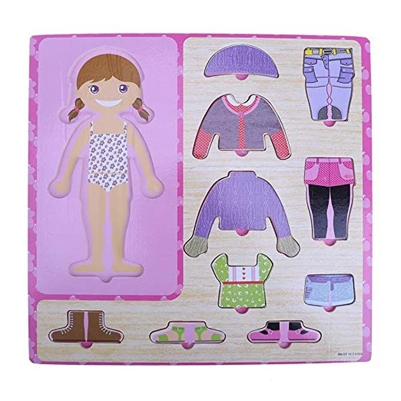 

Baby Clothes Matched Wooden Puzzles Kids Wooden Toys Children Early Educational Figure Puzzle Games